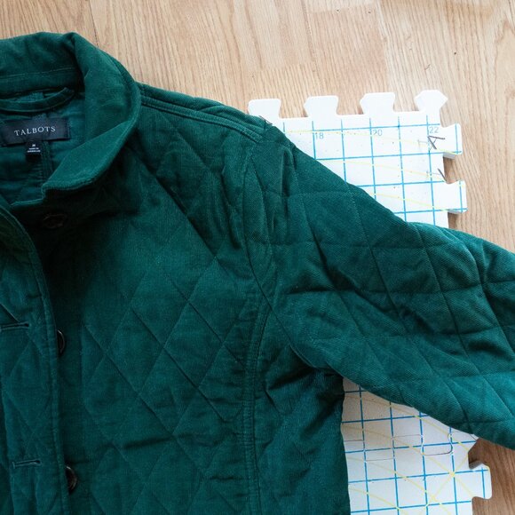 Talbot's Quilted Corduroy Coat, Green, Size M - Picture 4 of 11